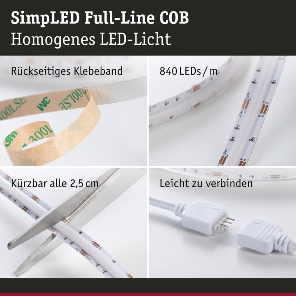 Ledborði RGB 22W Simpled Cob Paulmann 3m