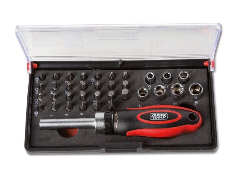 Bitasett með skrúfjárni Alpha tools 35stk