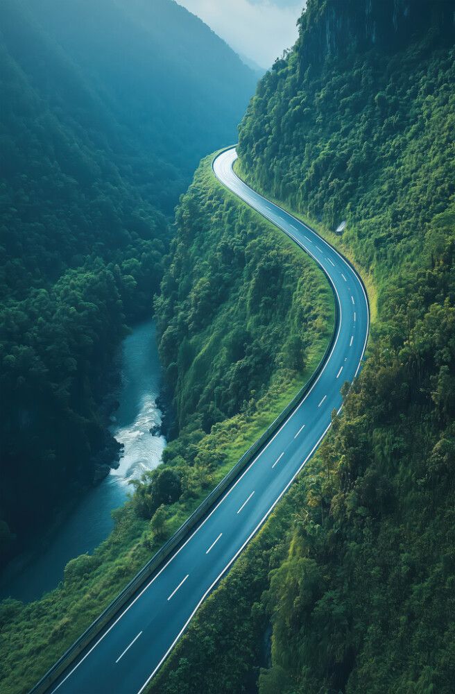 Hljóðvistarmynd landslag vegur og skógur 800x1220x20 mm InEx