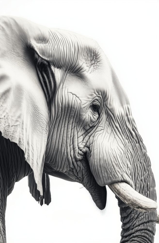 Hljóðvistarmynd fíll svarthvítur 800x1220x20 mm InEx