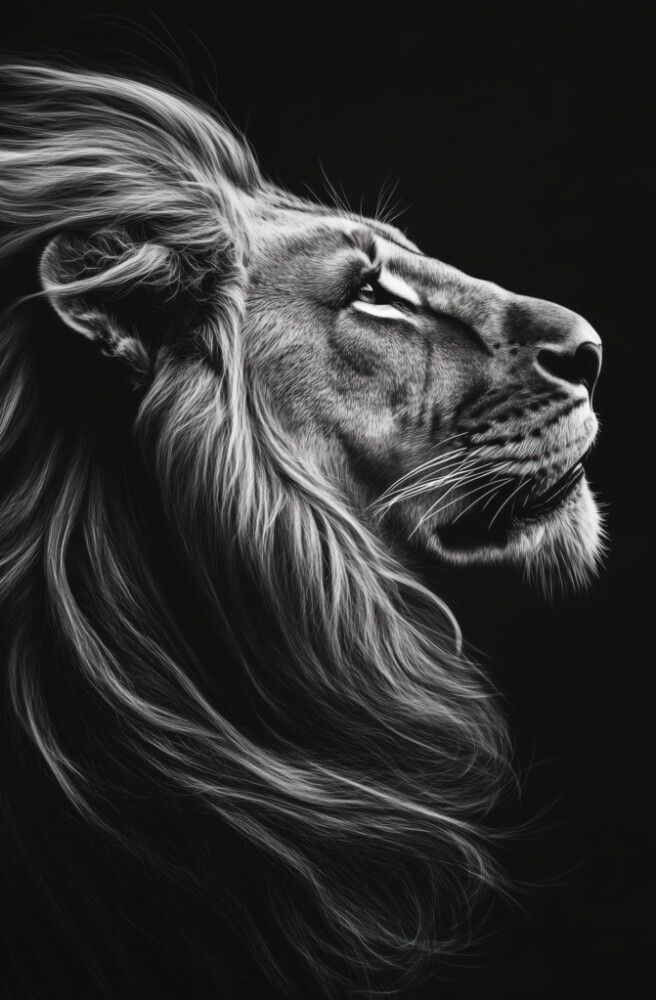 Hljóðvistarmynd ljón svarthvítt 800x1220x20 mm InEx