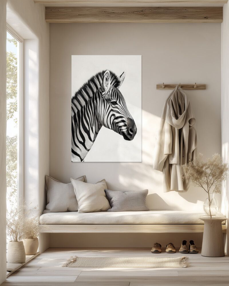 Hljóðvistarmynd sebrahestur svarthvítur 800x1220x20 mm InEx