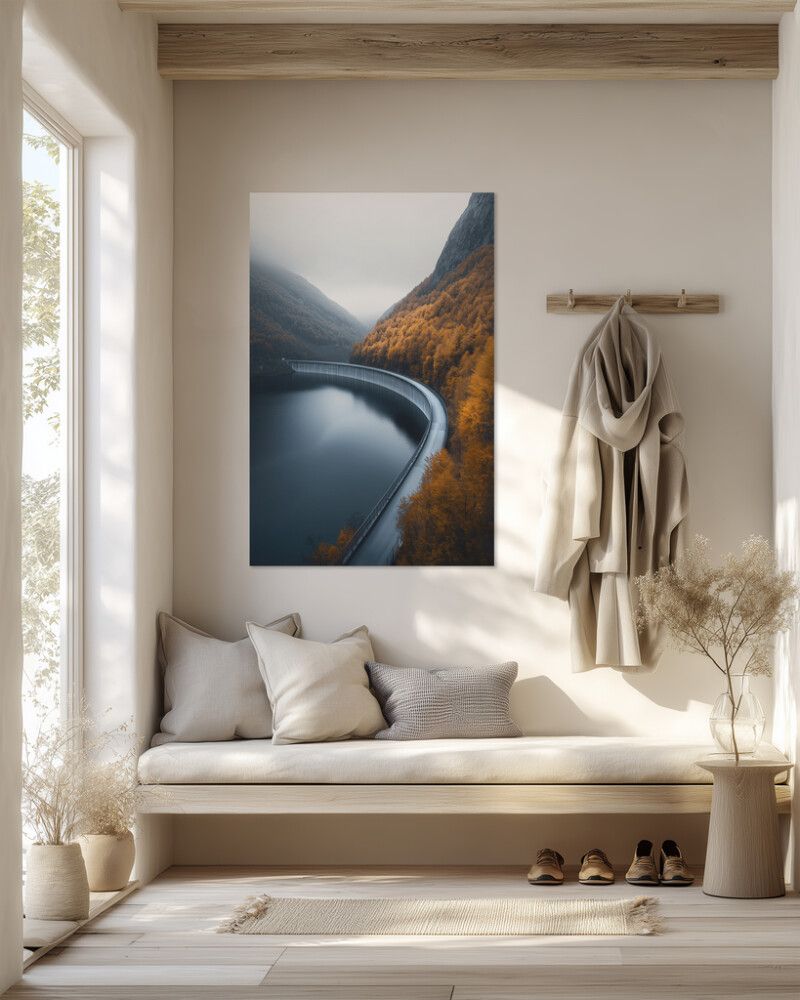 Hljóðvistarmynd landslag vatn skógur 800x1220x20 mm InEx