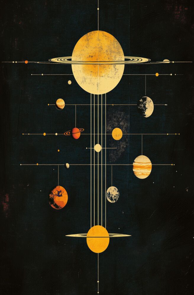 Hljóðvistarmynd sólkerfi dökk 800x1220x20 mm InEx