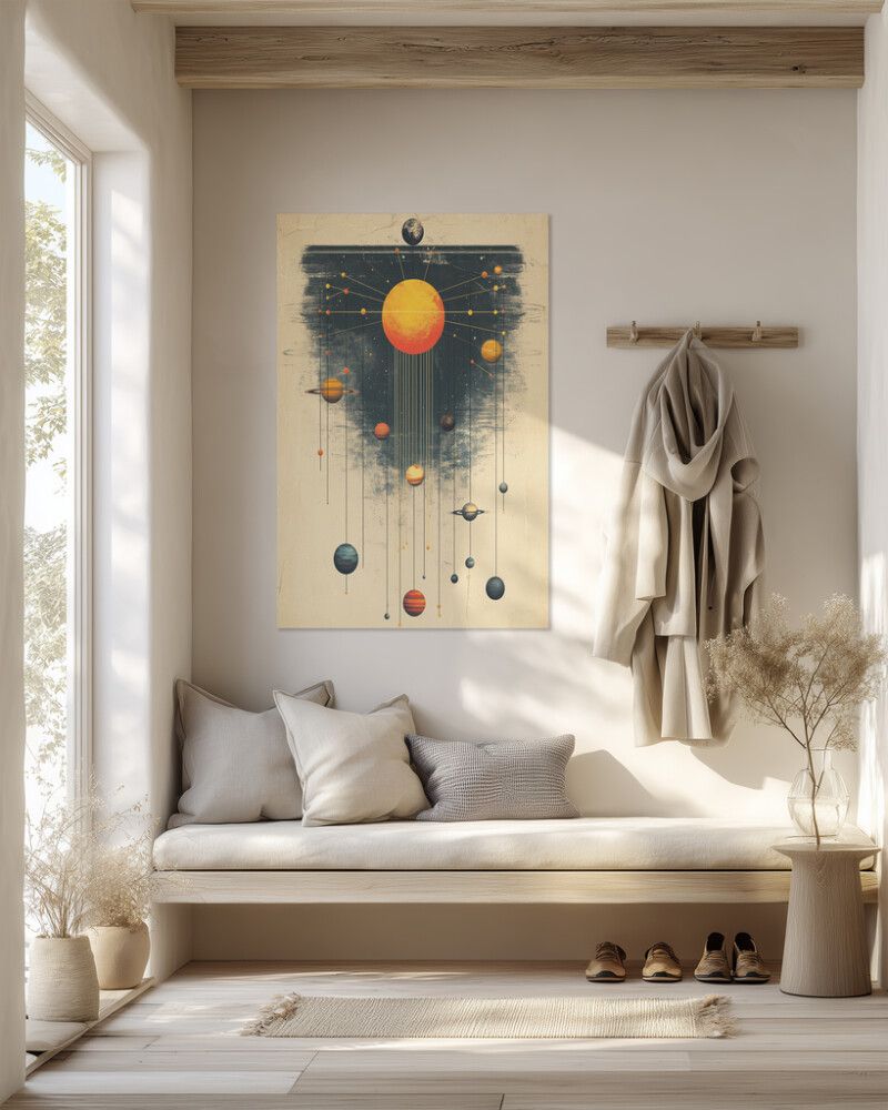 Hljóðvistarmynd sólkerfi ljós 800x1220x20 mm InEx