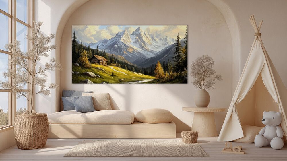 Hljóðvistarmynd landslag bjarg 2420x1220x20 mm InEx