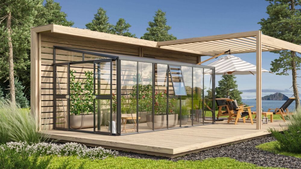 Gróðurhús Helena2 11,9 m² svart 3 mm hert gler