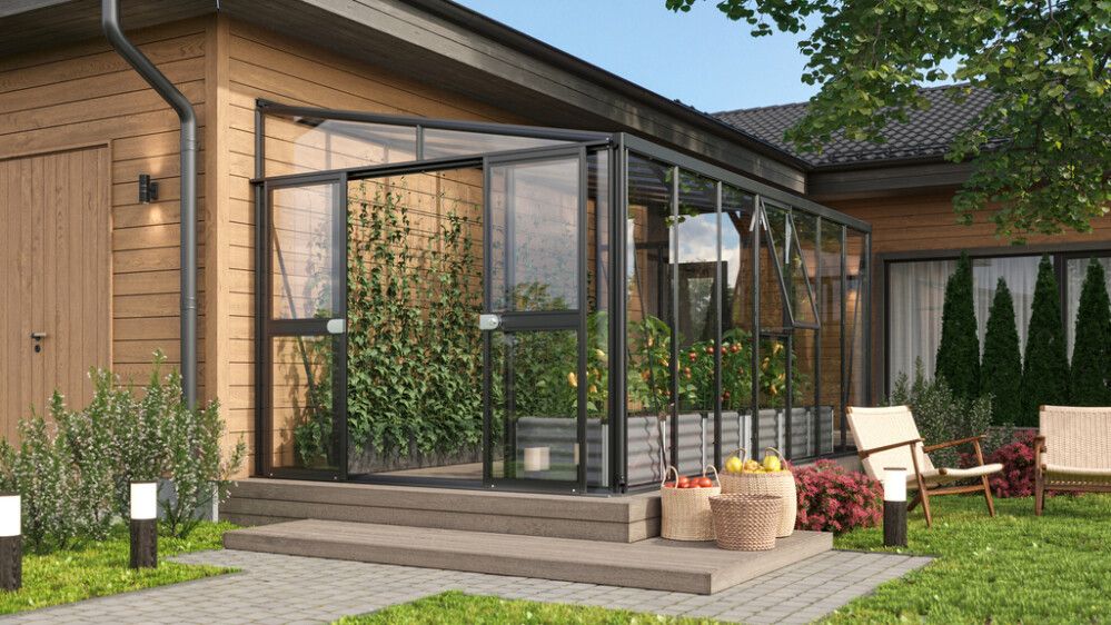 Gróðurhús Helena2 11,9 m² svart 3 mm hert gler