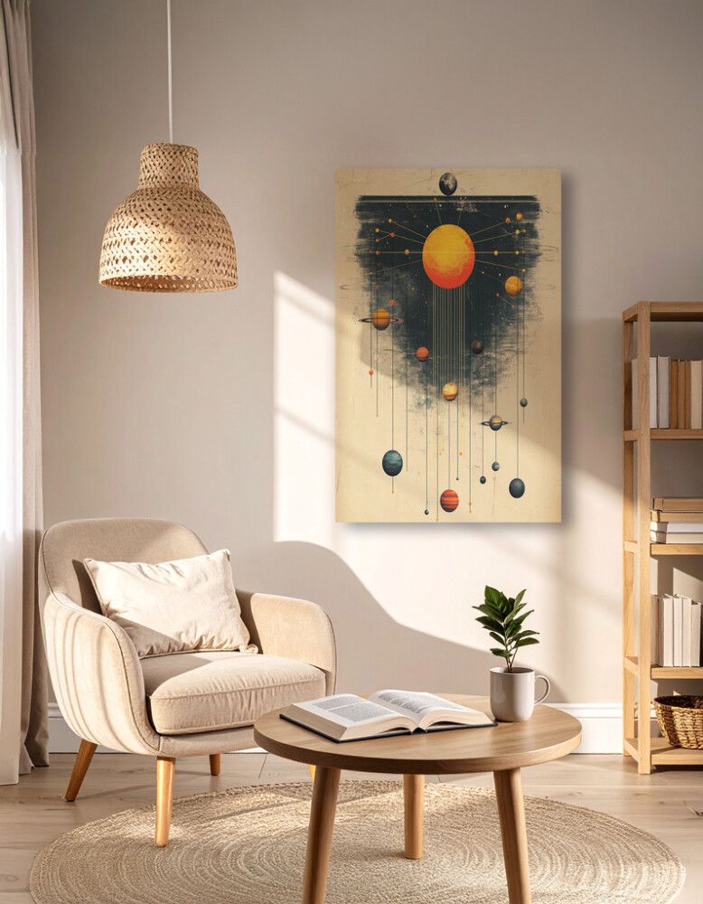 Hljóðvistarmynd sólkerfi ljós 800x1220x20 mm InEx