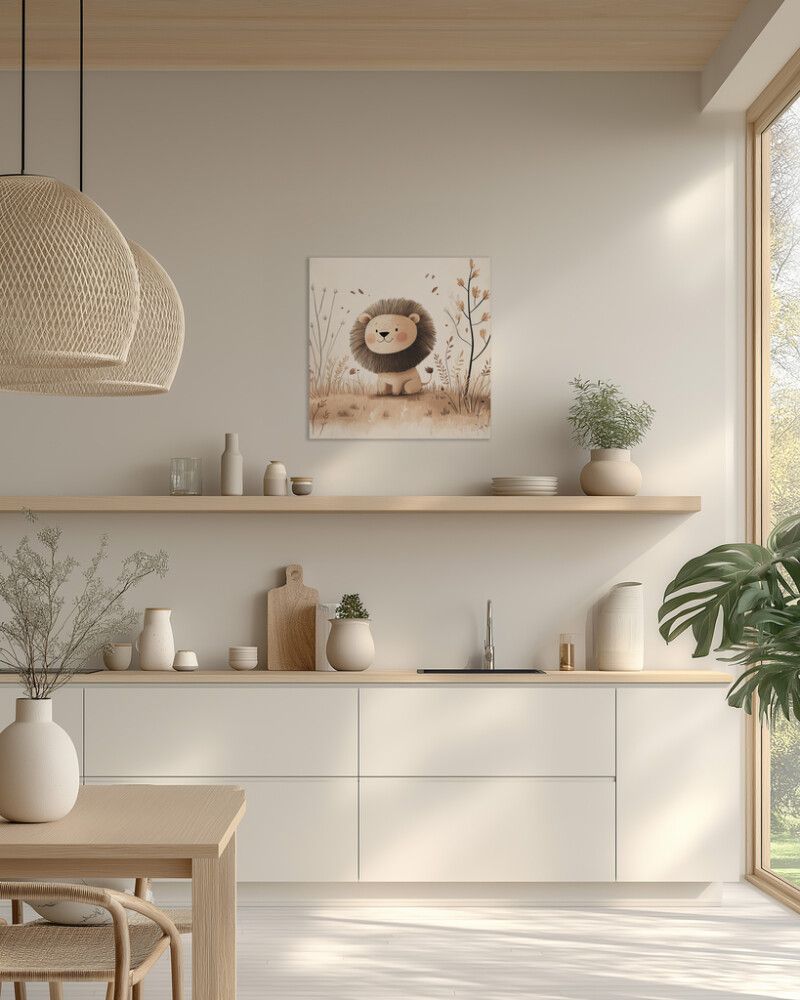 Hljóðvistarmynd sitjandi ljón 600x600x20 mm InEx