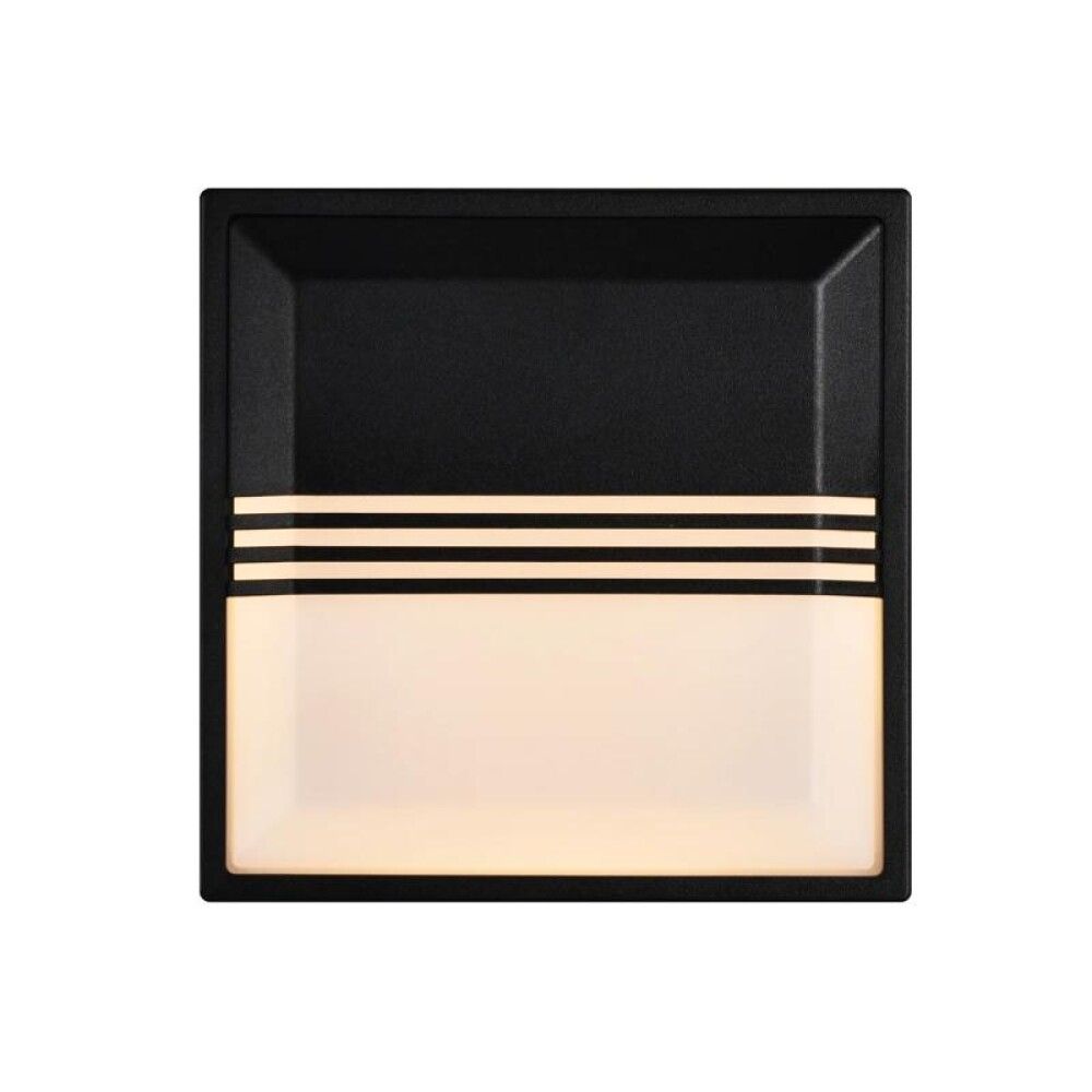 Veggljós LED Oliver Square svart 17,5x17,5 cm