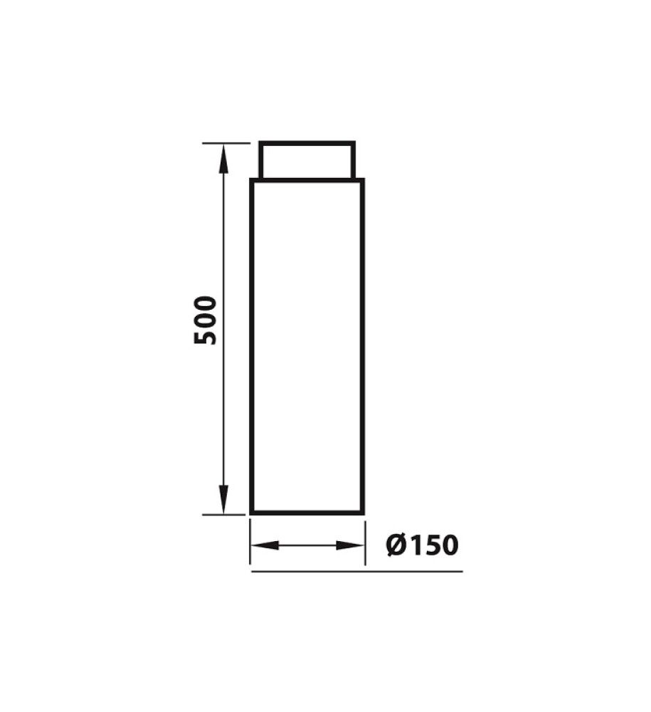 Rör fyrir kamínu 500xØ150 mm Aduro svart