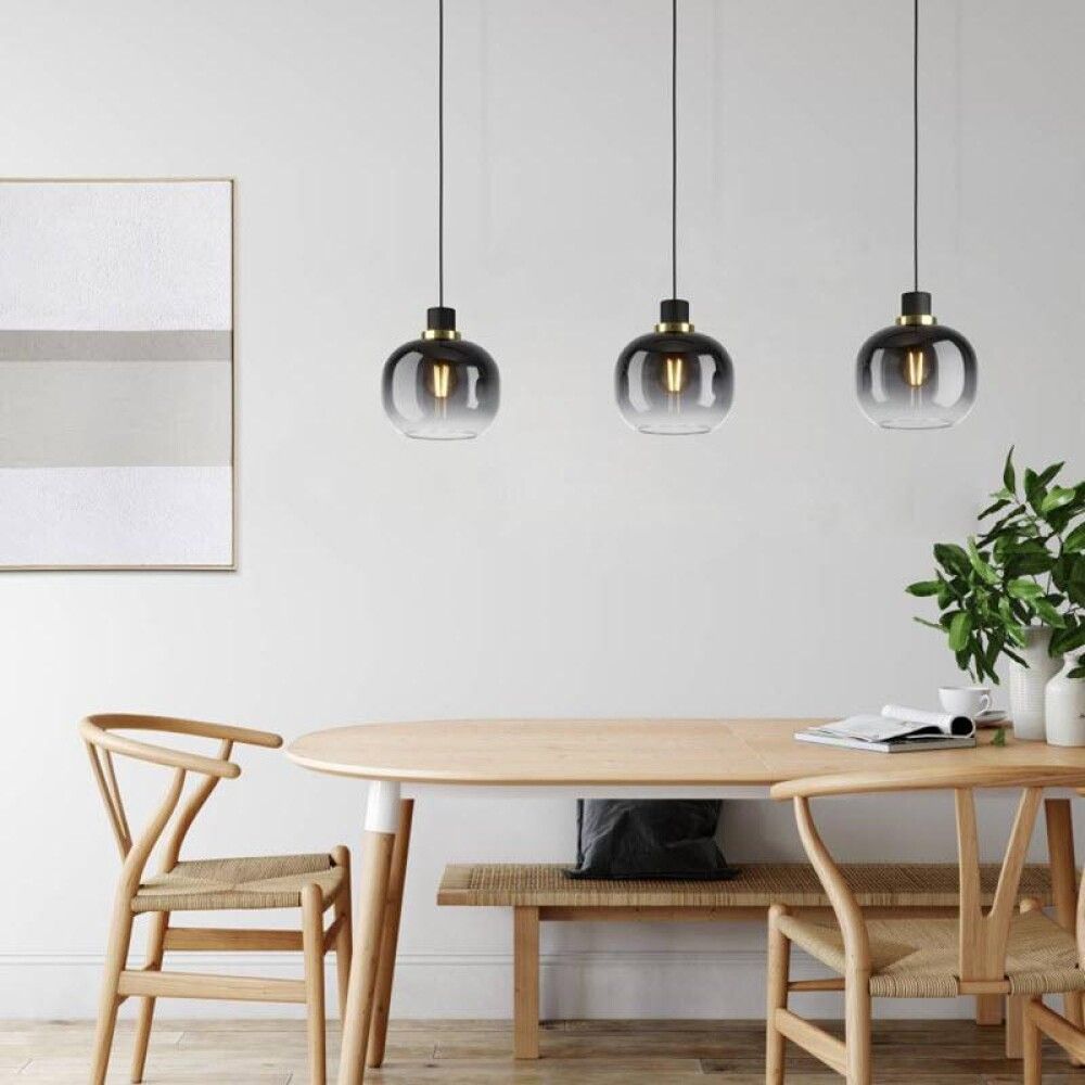 Hangandi ljós 3xE27 Oilella svart/reyk