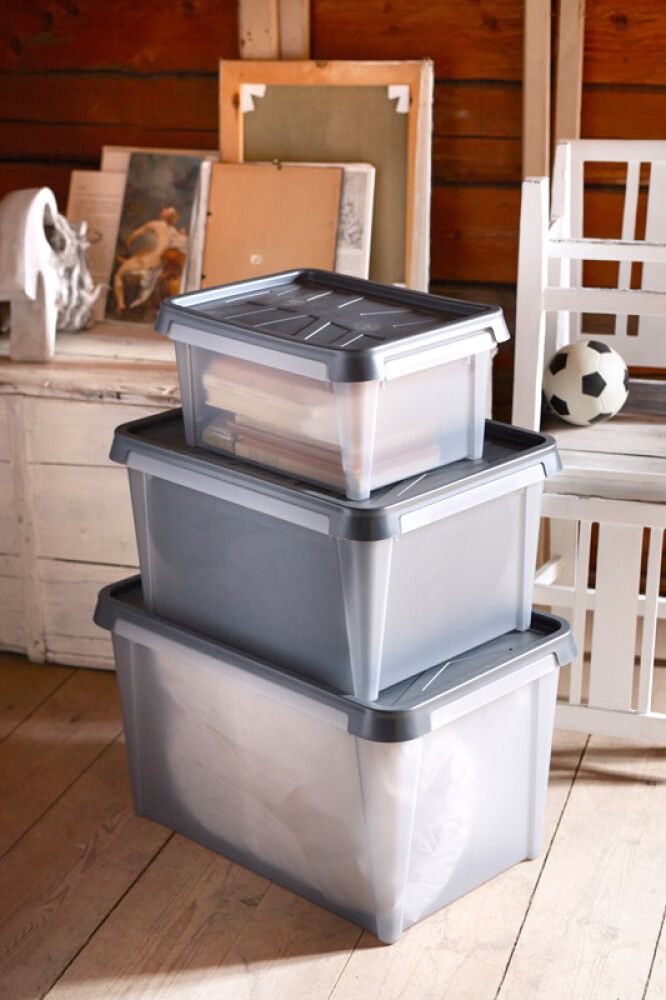 Plastkassi með loki 50L SmarStore Dry 45 grár