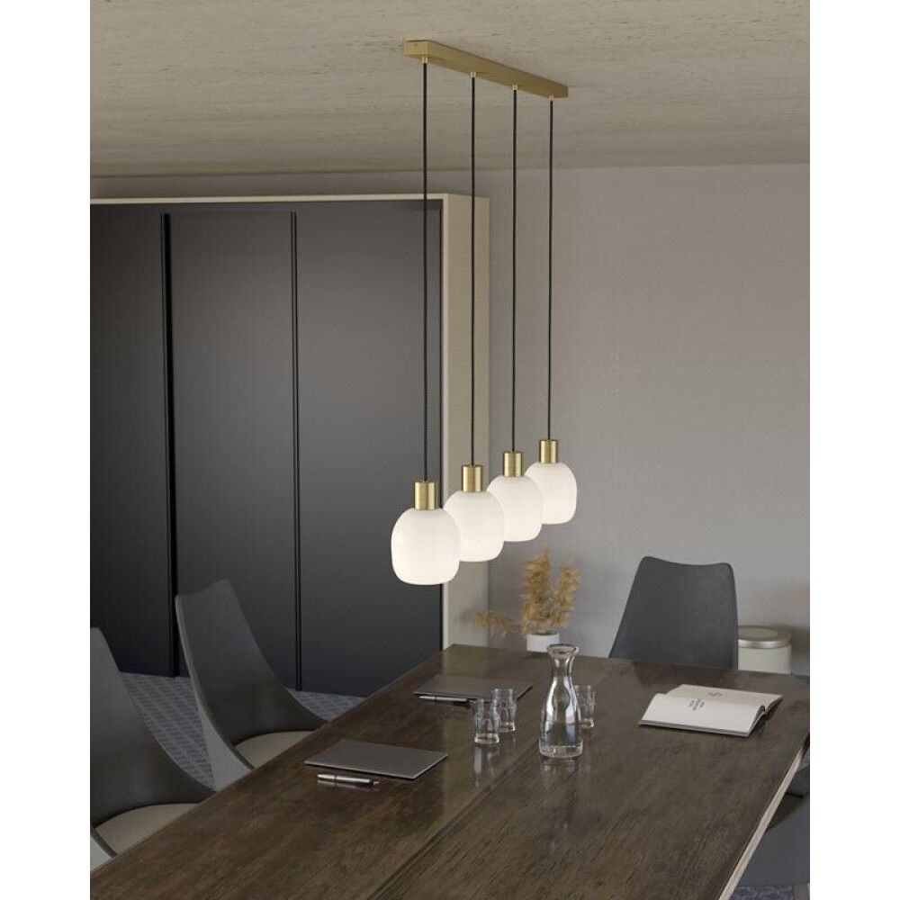 Hangandi ljós 4xE27 Manzanares burstað messing