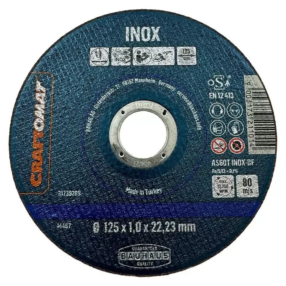 Skurðarskífa 125x1x22,2mm Craftomat málmur 10stk