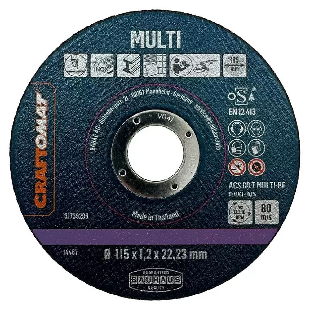 Skurðarskífa 115x1x22,2mm Craftomat multi 10stk