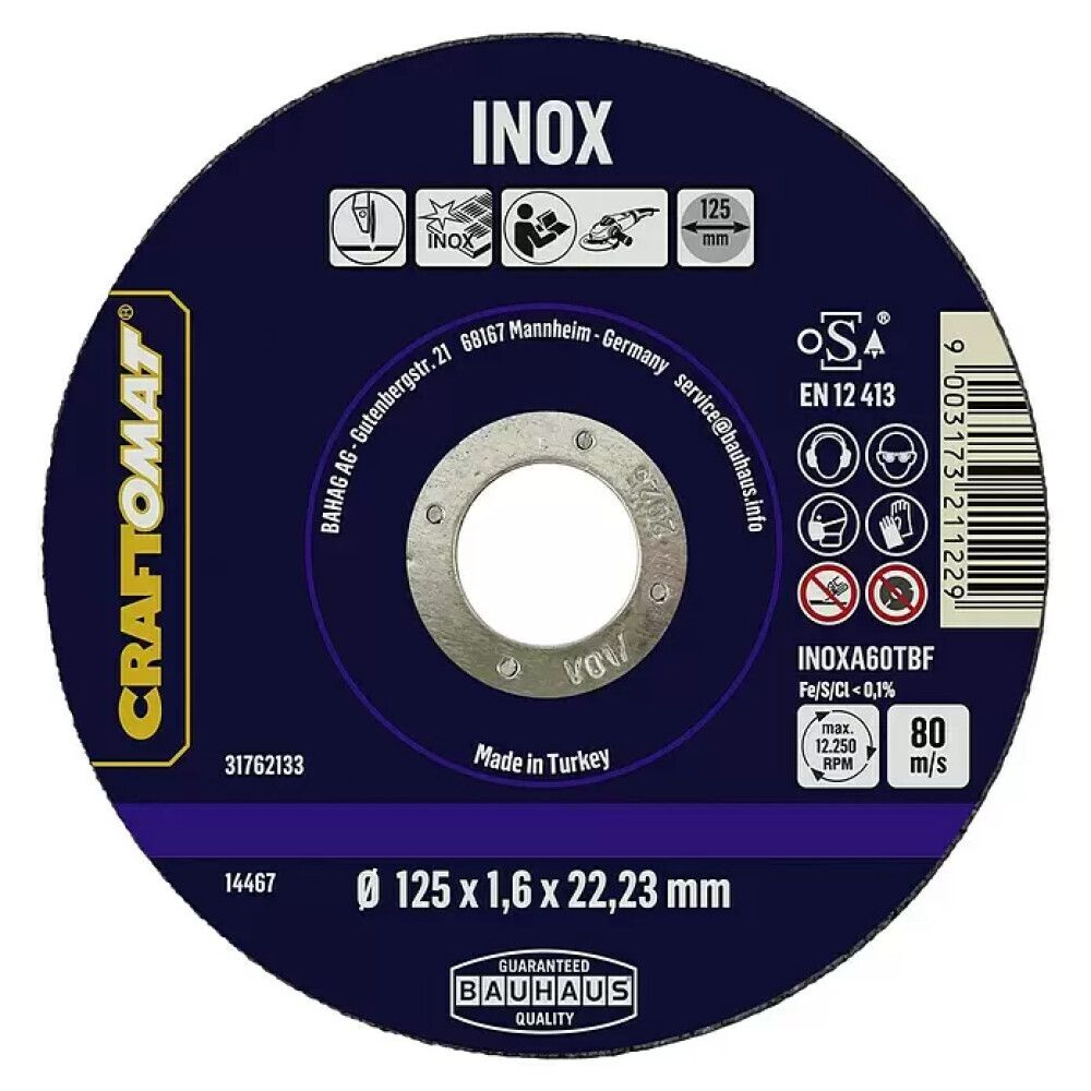 Skurðarskífa 125mm Craftomat ryðfrítt stál