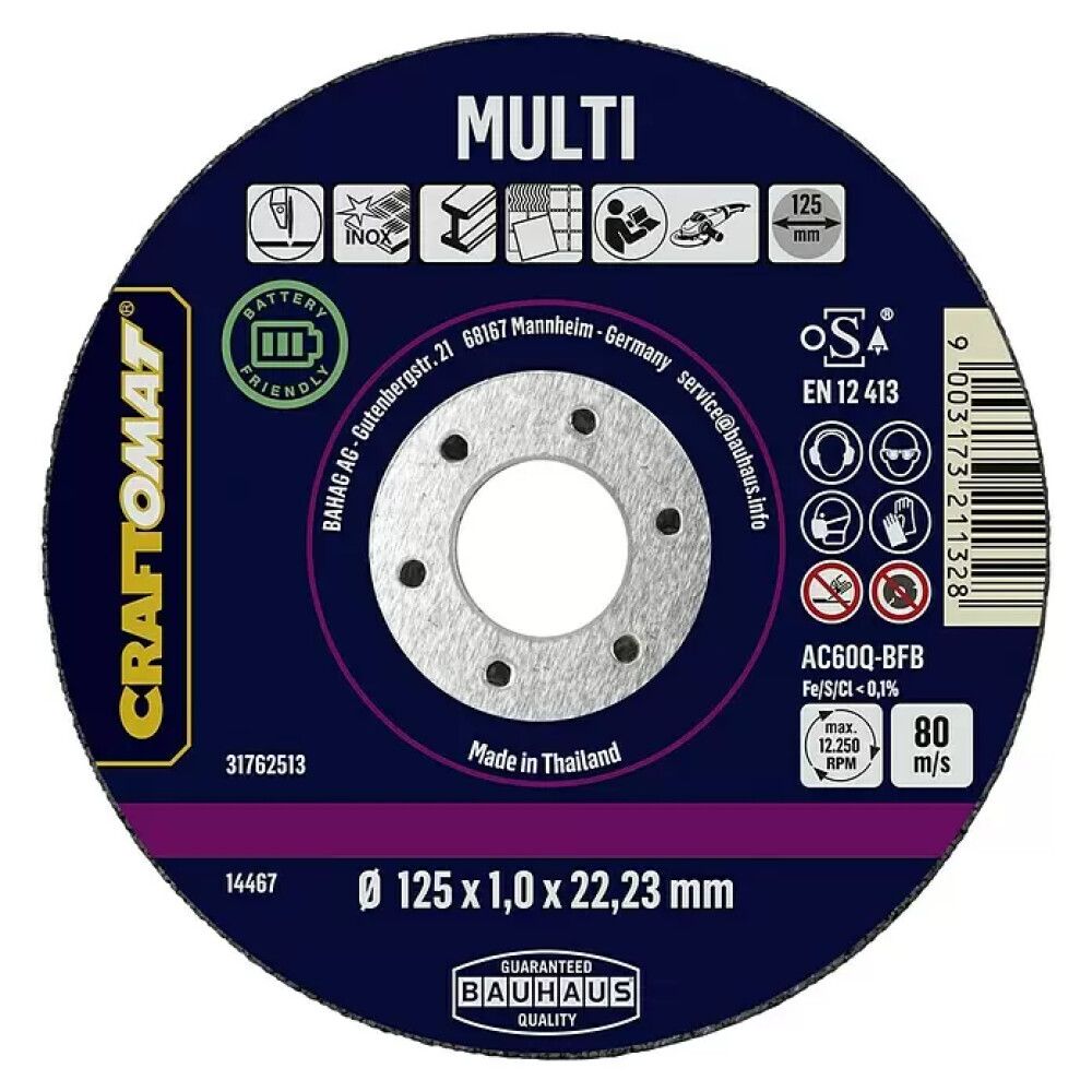 Skurðarskífa 125x1,2mm Craftomat bat multi