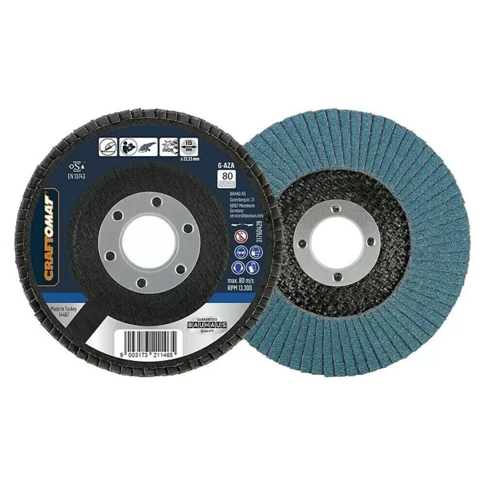 Slípiskífa K80/115mm Craftomat ryðfrítt stál