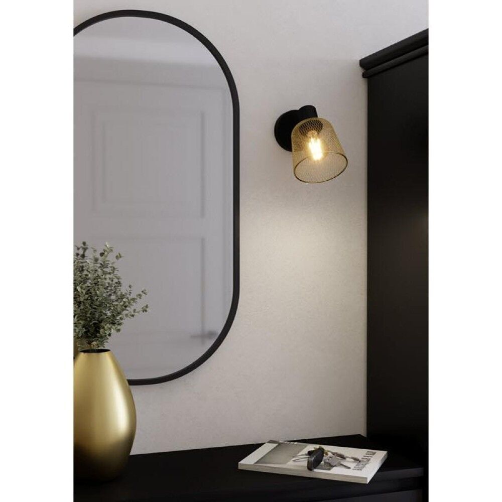 Veggljós E27 Coslada svart/messing