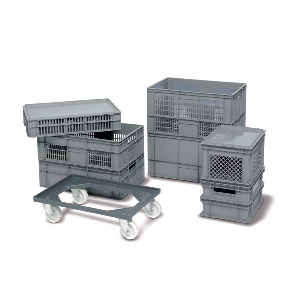 Euro hjólapallur fyrir plastkassa með bremsu