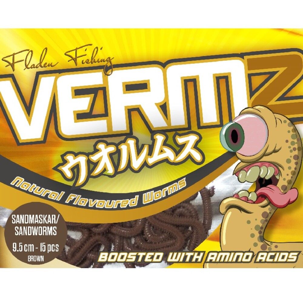 Gerviormar 9,5 cm 15 stk Fladen Fishing brúnir