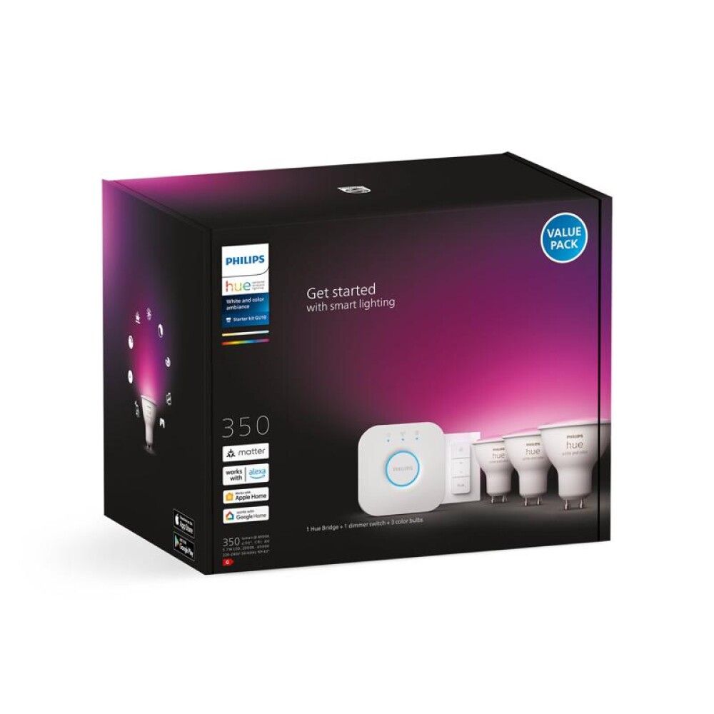 Startsett WCA 3xGU10 með brú og rofa Philips Hue