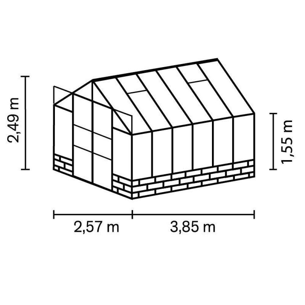 Gróðurhús Cassandra 9,9 m² ál 3 mm hert gler