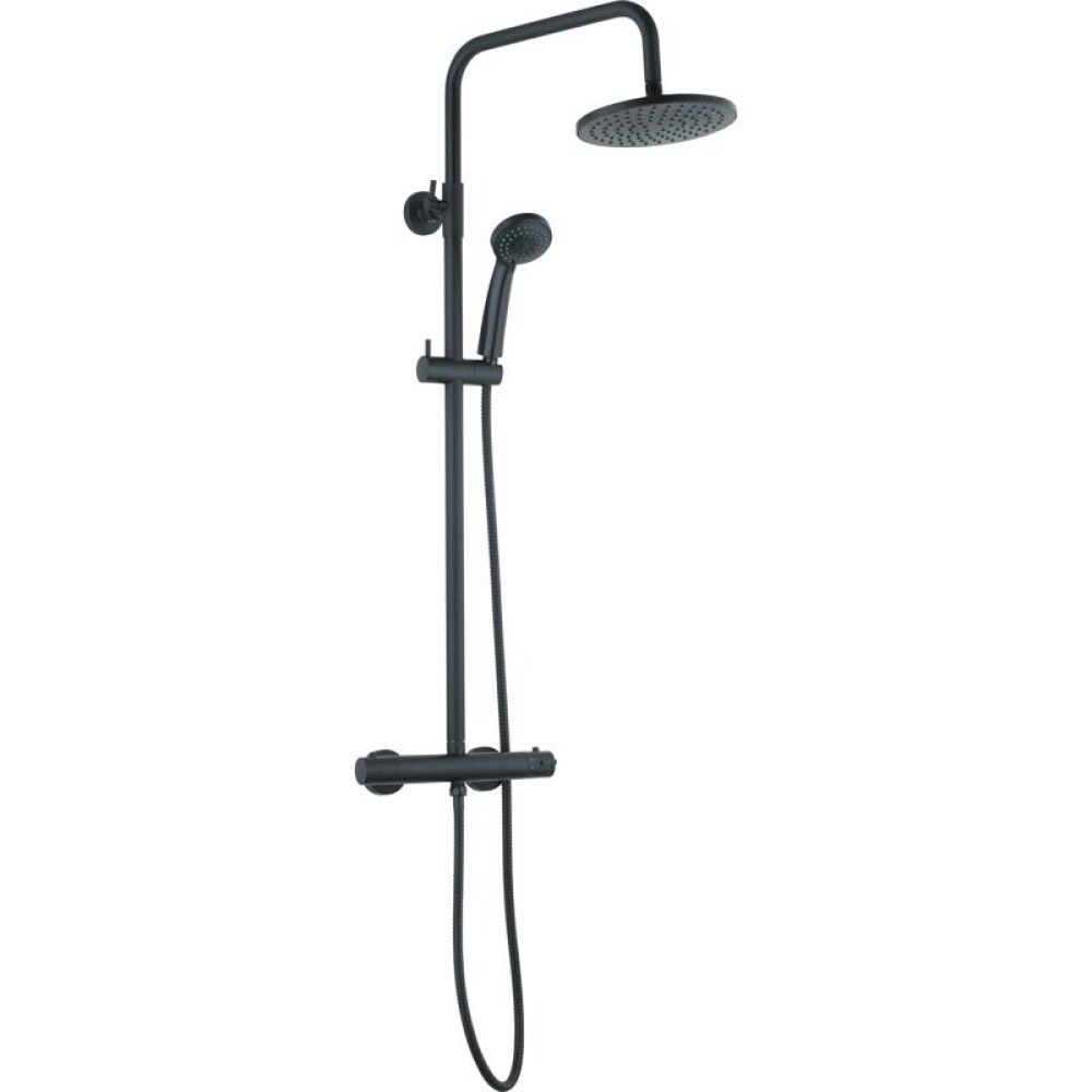 Sturtusett með blöndunartæki Lux Ø22 cm svart