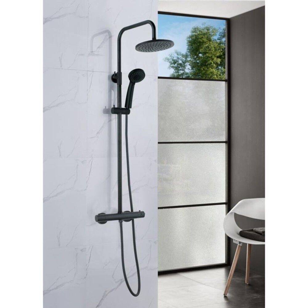 Sturtusett með blöndunartæki Lux Ø22 cm svart