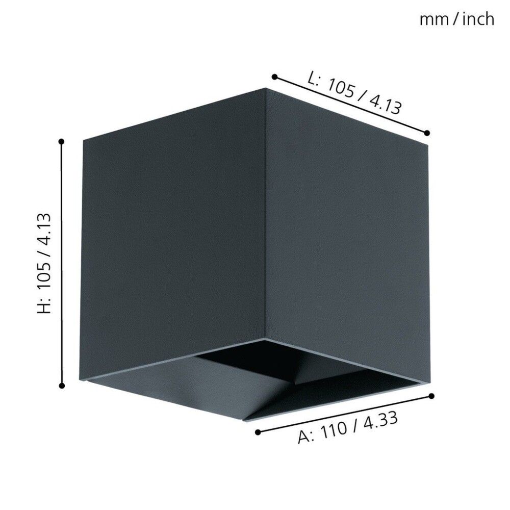 Veggljós Calpino LED ljós Eglo koksgrátt