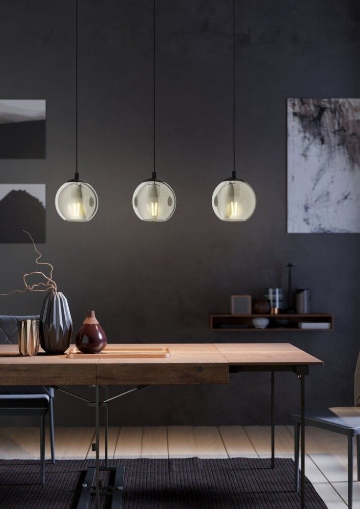 Loftljós Ariscani 3x40W E27 reyklitað/svart L76,5 cm