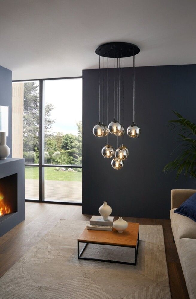 Loftljós Ariscani 10x40W E27 Eglo reyklitað/svart þv.65,5cm