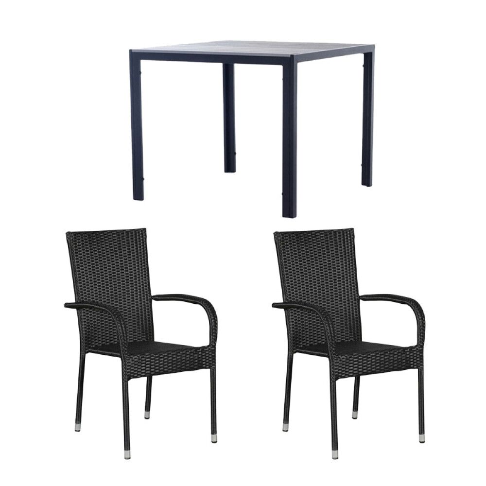 Garðborð 90x90 cm Bordeux og 4 stólar Anna