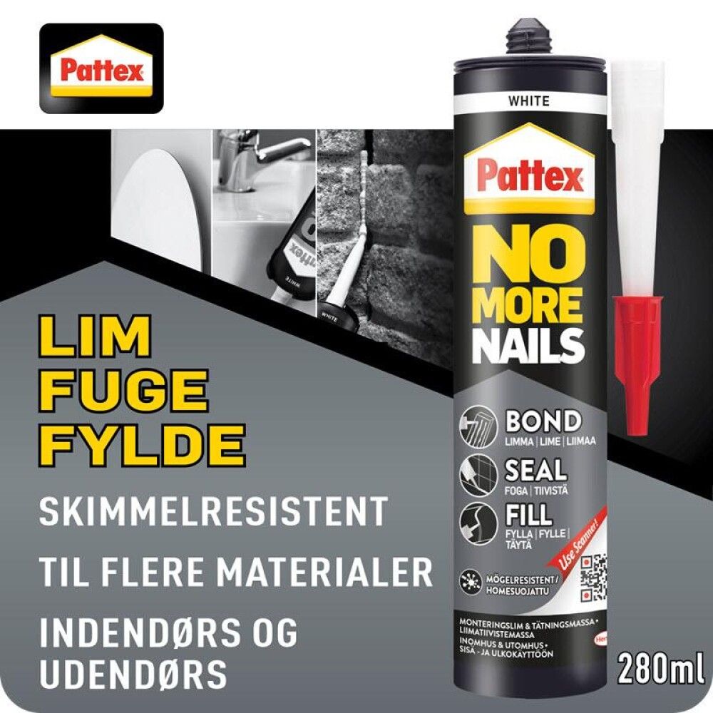 Límkýtti 280ml Pattex No More Nails Bond-Seal-Fill hvítt