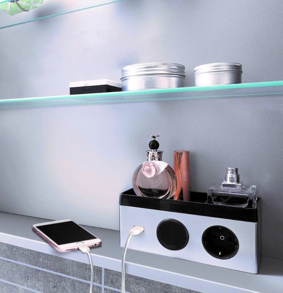 Speglaskápur 100x74cm Stella Camargue dökk eik