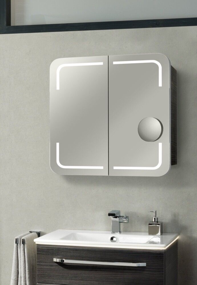 Speglaskápur Stella með LED dökk eik 700x737x157 mm Camargue