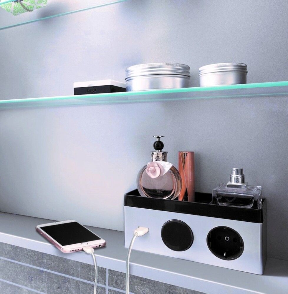 Speglaskápur Stella með LED dökk eik 700x737x157 mm Camargue