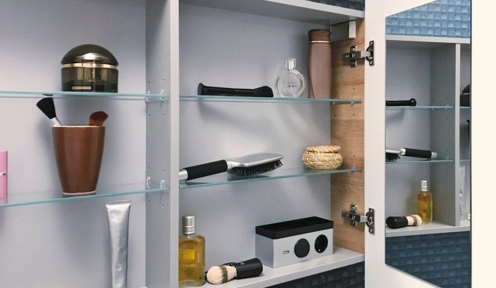 Speglaskápur rúnaður LED 100x73,7x15,7mm hvítur