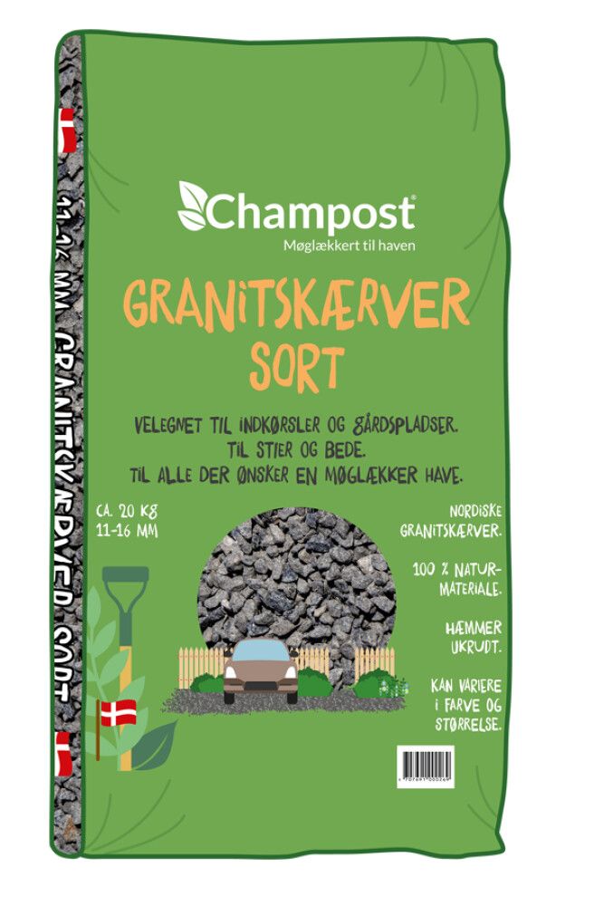 Granít Möl 11-16mm svartur 20kg Champost