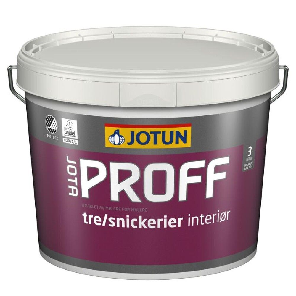 Innimálning Jotaproff tré 40 hvítur grunnur 2,7L Jotun