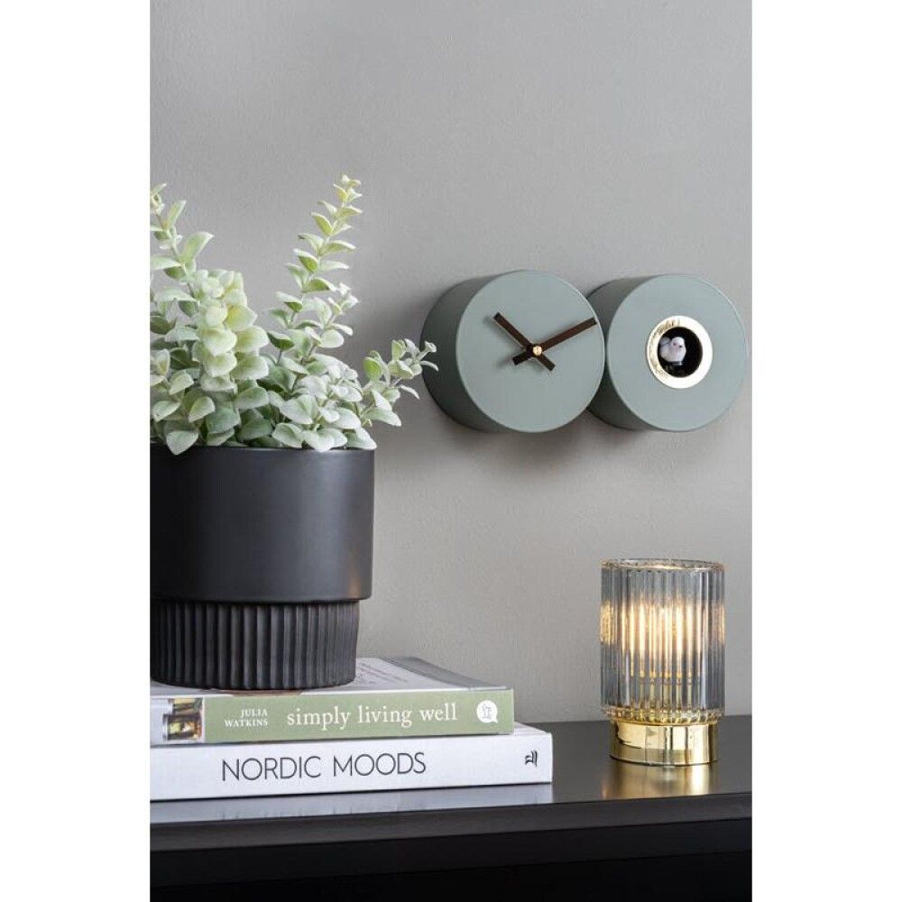Veggklukka Duo Cuckoo Ø13x26cm græn