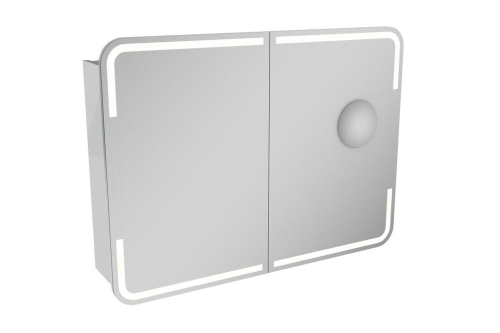 Speglaskápur rúnaður LED 100x73,7x15,7mm hvítur