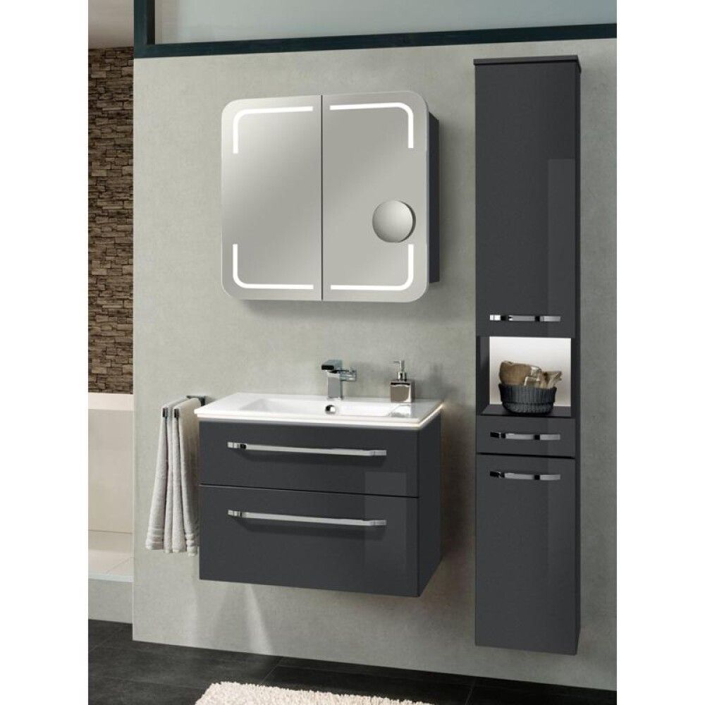 Baðskápur hár 182cm Camargue hægri dökkgrár