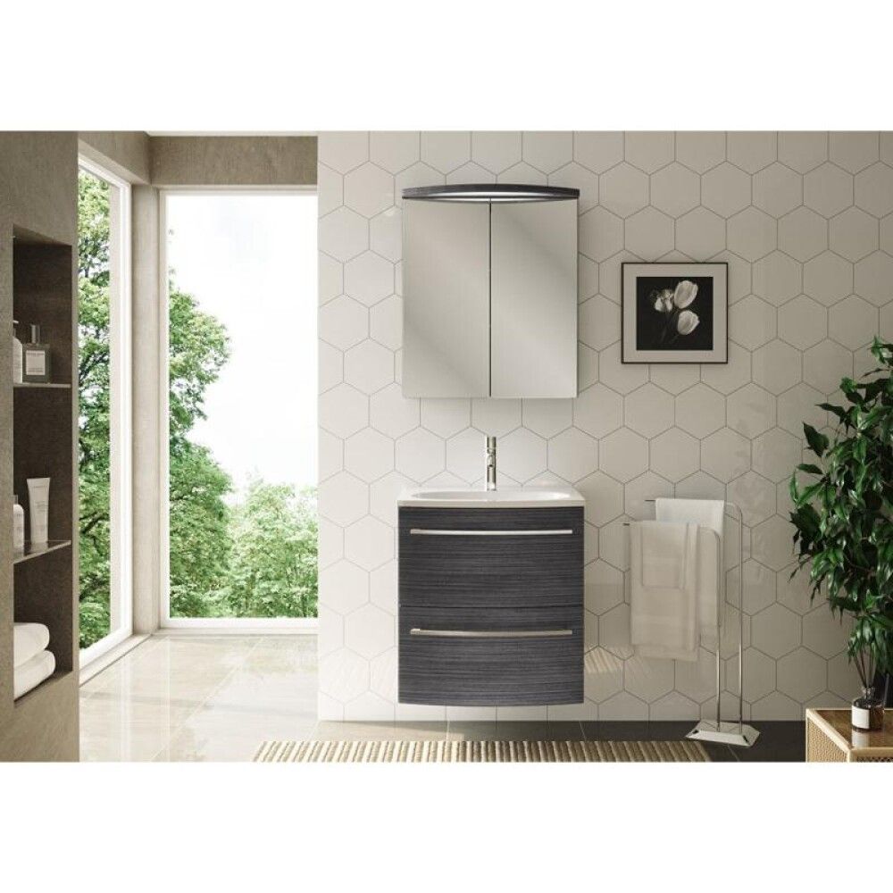 Speglaskápur LED 600x702x155 mm Camargue dökk eik