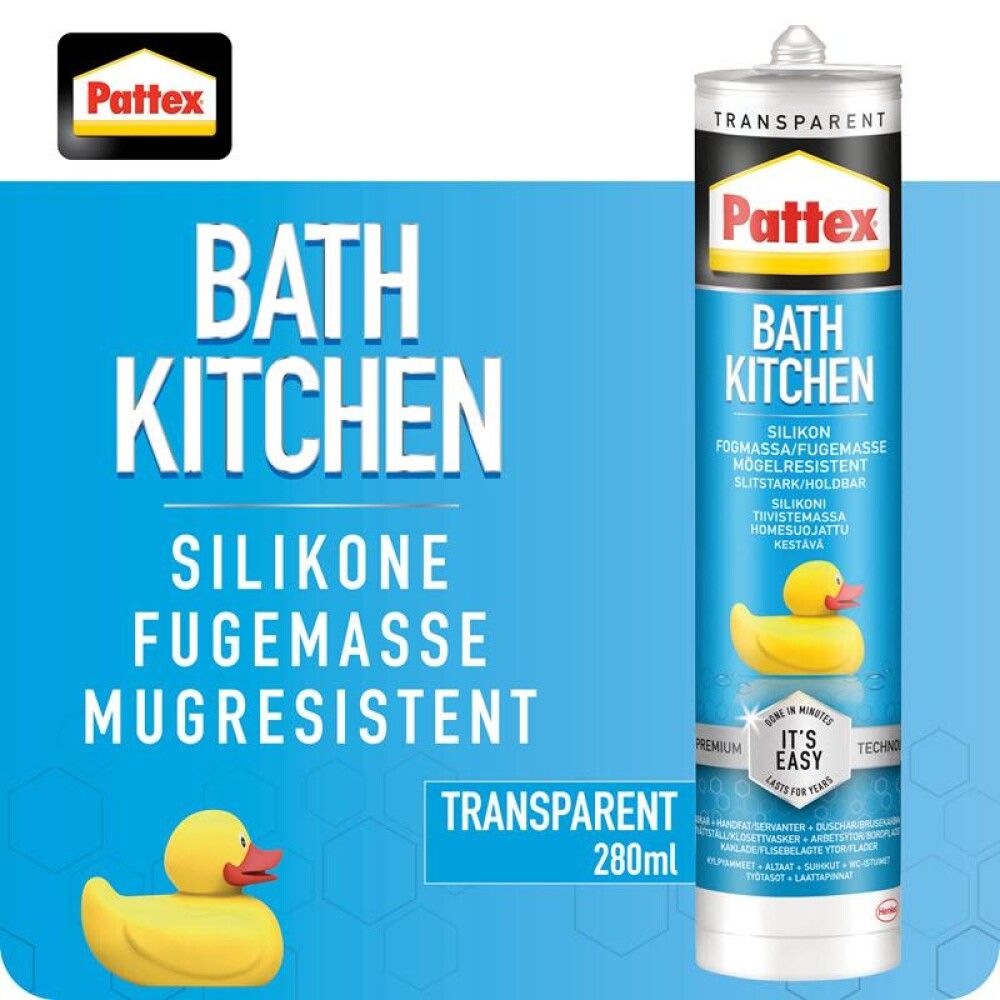 Sílikonkítti 280ml Pattex bað & eldhús glært