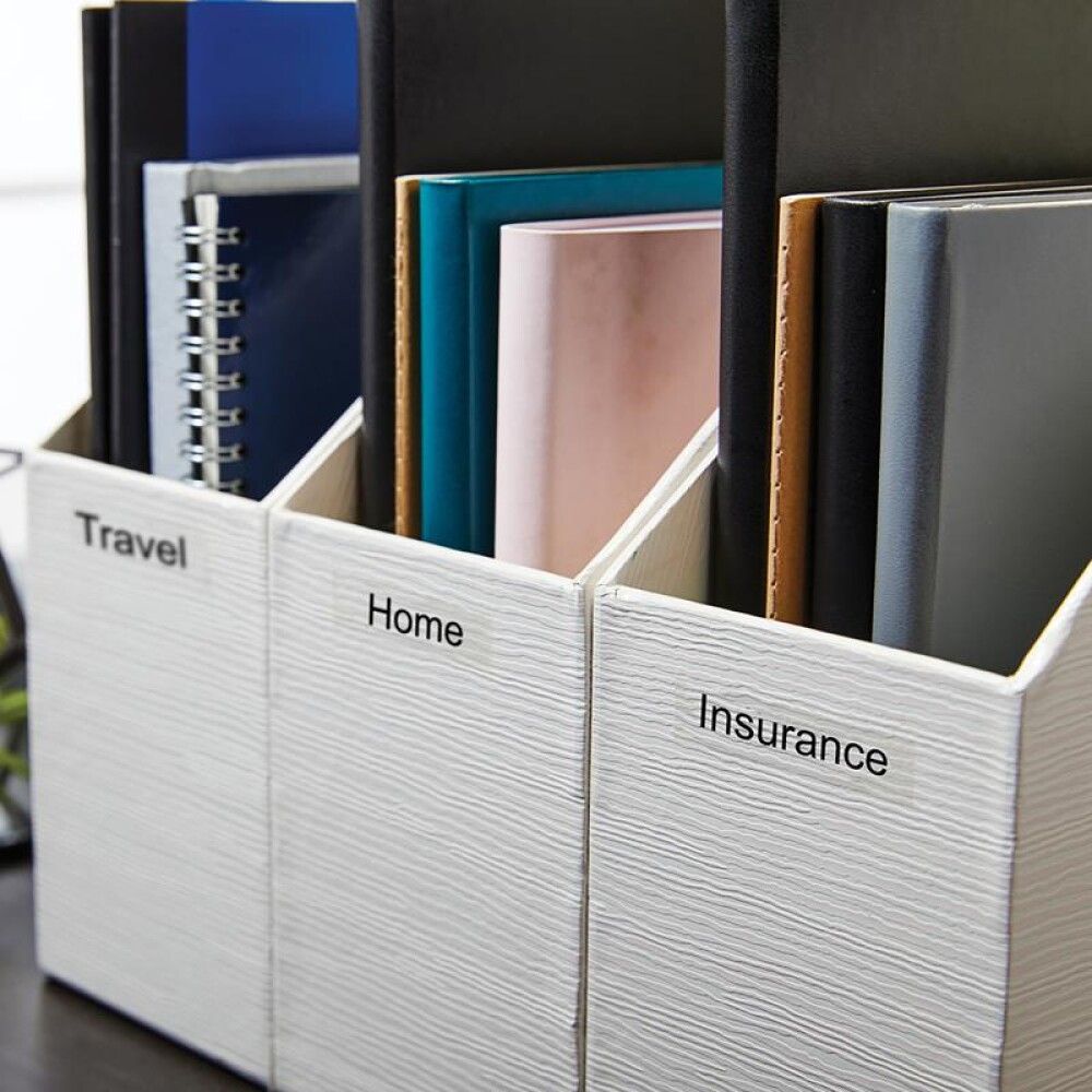 Límmiði fyrir DYMO D1 merkivél 12mm x 7m svartur/glær