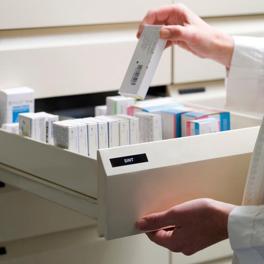 Límmiði fyrir DYMO D1 merkivél 12mm x 7m svartur/hvítt