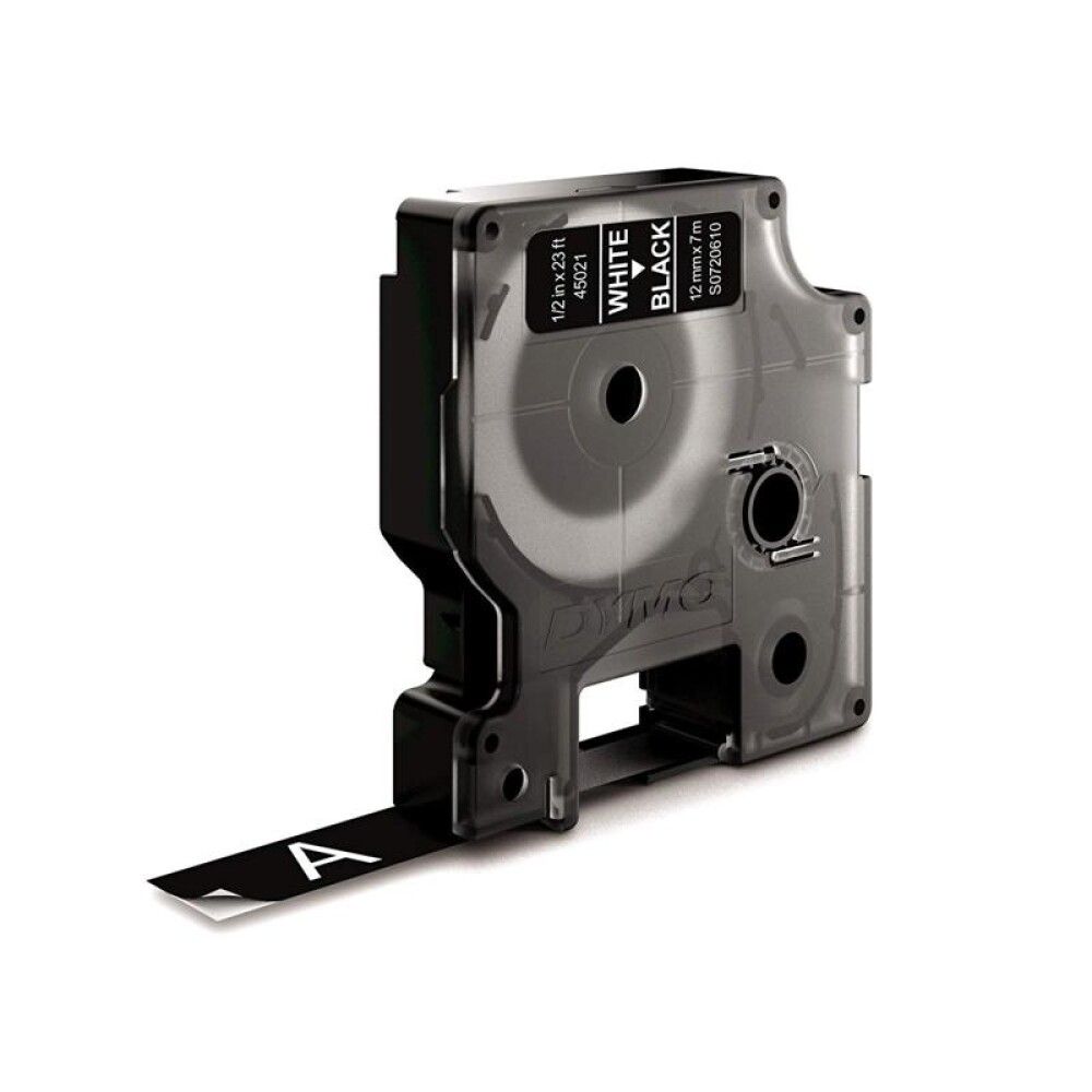 Límmiði fyrir DYMO D1 merkivél 12mm x 7m svartur/hvítt